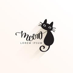 Black Cat Logo Template : Vector  Illustration