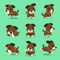 Set of cartoon character dog poses
