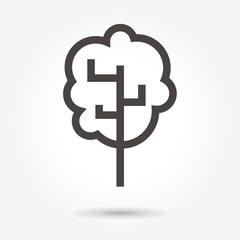 icon Tree Leaves illustration isolated sign symbol thin line for web, modern minimalistic flat design vector on white background. abstract. logo