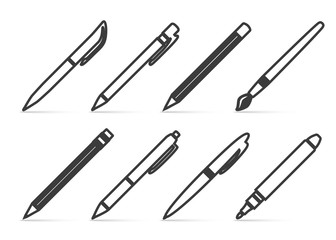 Collection of vector icons for drawing in the style of linear design