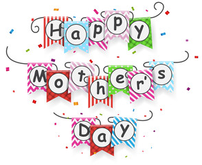 Happy mothers day with bunting flags