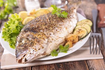 grilled fish with vegetable