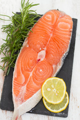 raw fresh salmon with lemon