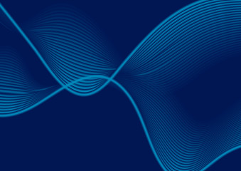 Dark blue abstract wavy lines vector background