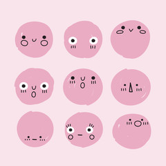 Set of hand drawn emoticons : Vector Illustration