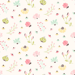 Cotton fabric Soft floral fashion print. Vector flower seamless pattern