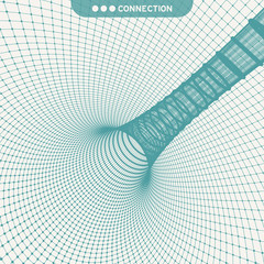 Fototapeta premium Abstract tunnel grid. 3d vector illustration. Can be used as digital dynamic wallpaper, technology background.