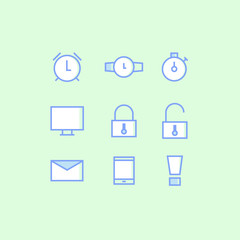 icon Time. Watch vector on green background