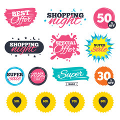 Sale pointer tag icons. Discount symbols.
