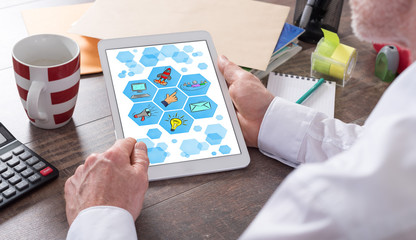 Digital marketing concept on a tablet