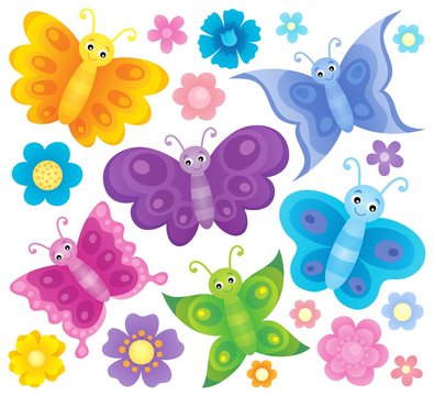 Stylized butterflies theme set 3