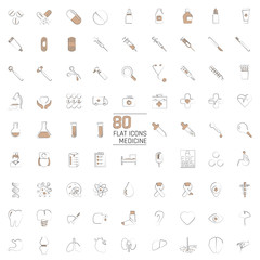 Medical iconset, 80 flat icons