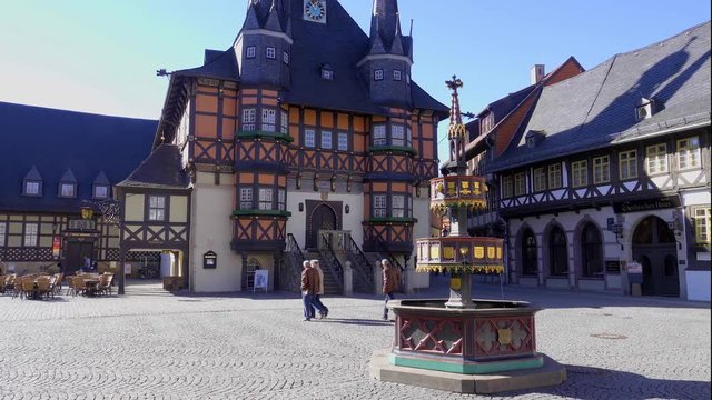 Wernigerode Marktplatz mit Rathaus Harz Deutschland