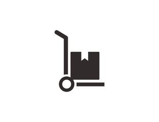 Flat warehouse trolley transport icon