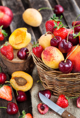 Fresh ripe summer berries and fruits