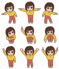 女の子　指をさすセット