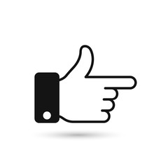 Point finger direction black icon. Man hand gesture pictogram. Vector illustration flat style design. Pointer direction forefinger.