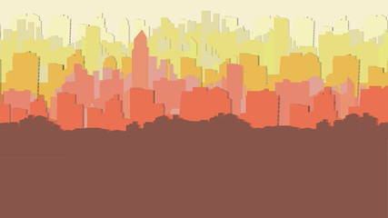 Paper-cut Style City Background with a Lots of Buildings - Vector Illustration.