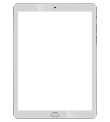 Tablet pc front view isolated on white background.