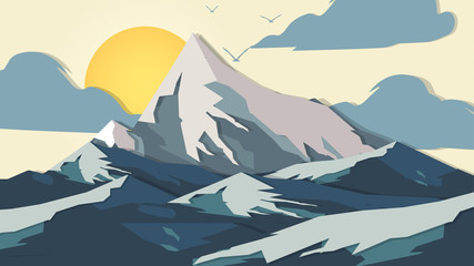 Fototapeta premium Paper-cut Style Applique Mountains - ilustracji wektorowych.