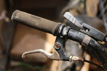 bike grip and Brake lever close up
