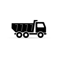 Dump truck tipper icon, Vector simple Illustration on white.