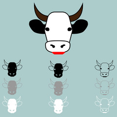 Cow face different colour icon.