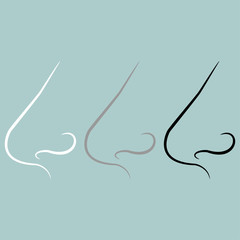 Nose white grey black colour icon.