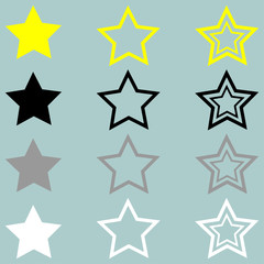 Star yellow black grey white icon.
