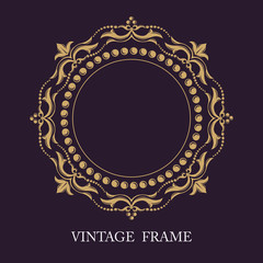 Gold decorative frame. Vector template monogram initials. Elegant vintage luxury emblem logo for restaurants, hotels, bars and boutiques. It can be used to design business cards, invitations.