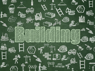 Construction concept: Building on School board background