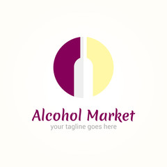 Vector logo template for alcohol market. Can be used for  the menu, bar, restaurant, wine shop. Concept for vineyard.