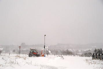 Schneefräse, Winterdienst in Zinnwald, Cinovec, Tschechien, Europa, ÖffentlicherGrund