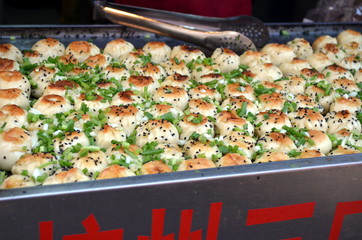 Chinese street food in the Hutongs of Beijing Wangfujing Street