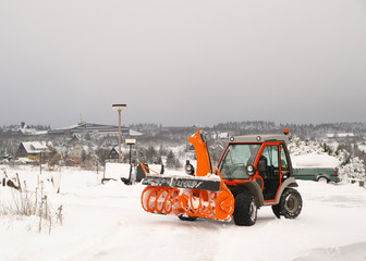 Schneefräse, Winterdienst in Zinnwald, Cinovec, Tschechien, Europa, ÖffentlicherGrund