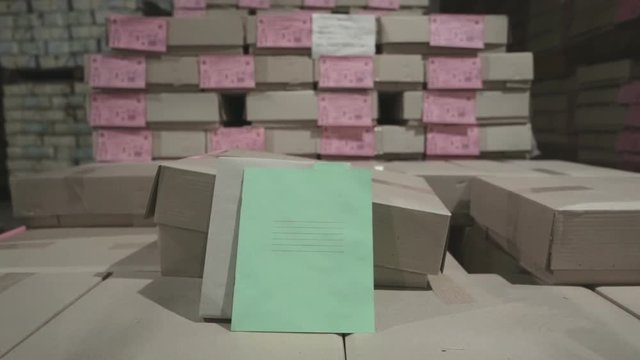 Paper production. Finished products. Notebook. Paper recycling.