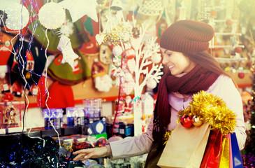 Girl shopping at festive fair
