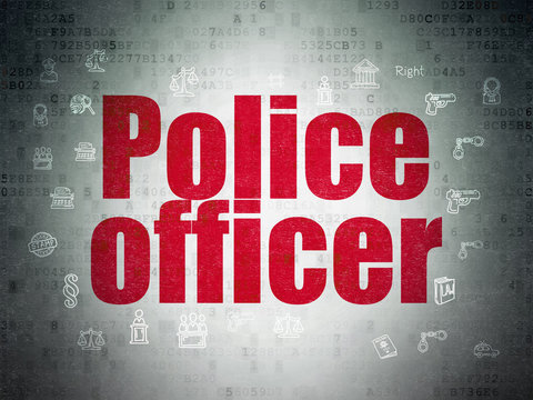 Law concept: Police Officer on Digital Data Paper background