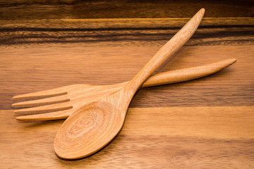 Wooden spoons on wood backgrounds