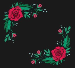 Vector illustration Vintage flower composition embroidery. Elements of clothing design.