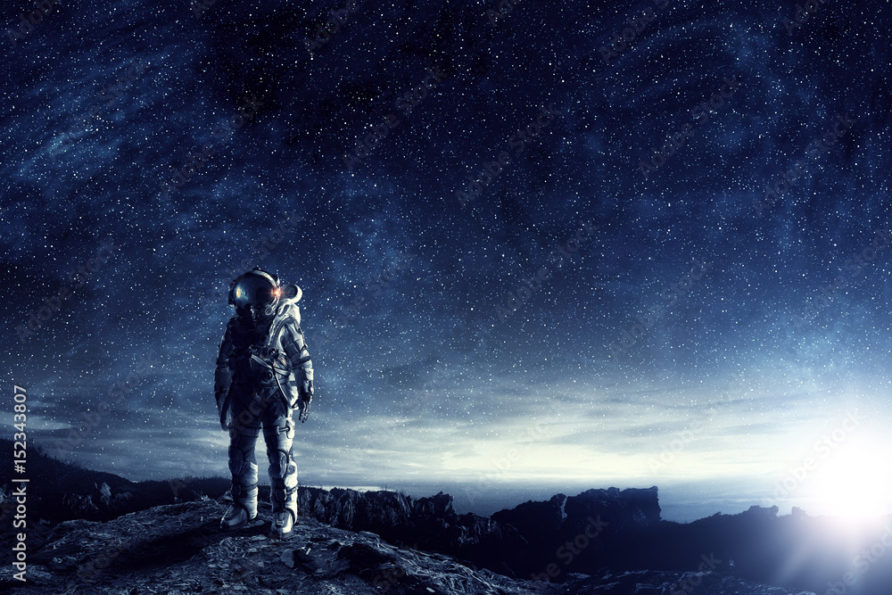 Canvas Prints astronaut in outer space. mixed media