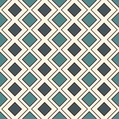 Repeated diamonds and lines background. Ethnic wallpaper. Seamless surface pattern design with rhombuses ornament.