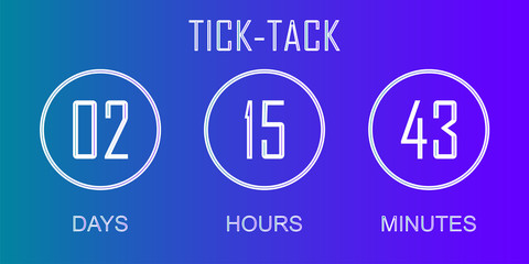 Countdown web site vector flat template digital clock timer