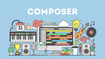 Cmposing music concpet illustration.