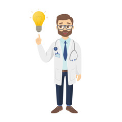 Fototapeta premium Isolated doctor with idea lightbulb.