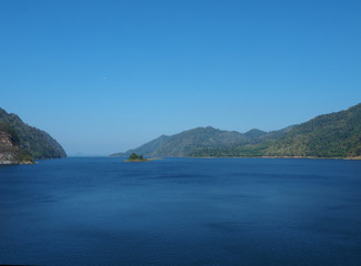big manmake lake from dam