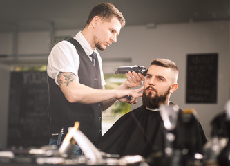 Professional barber doing a haircut