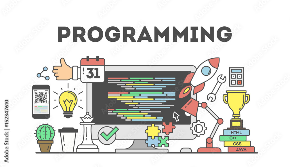 Poster programming concept illustration.