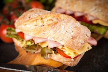 Delicious ciabatta sandwich