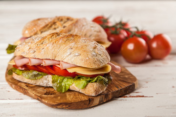 Delicious ciabatta sandwich